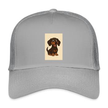 Glücklicher Dackel - Kinder Trucker-Cap - Hellgrau - Vorne