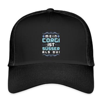 corgi hund spruch - Kinder Trucker-Cap - Schwarz/Schwarz - Vorne