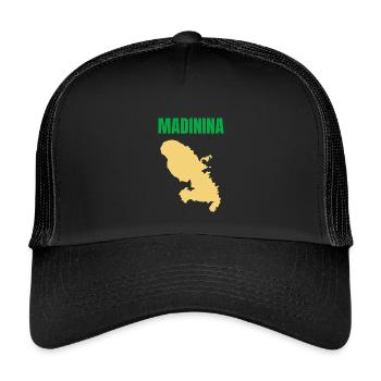 Madinina Martinique T-Shirt mit Karte - Kinder Trucker-Cap - Schwarz/Schwarz - Vorne