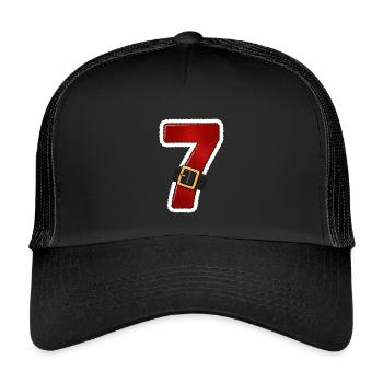 Roter Sieben mit Gürtel - Kinder Trucker-Cap - Schwarz/Schwarz - Vorne