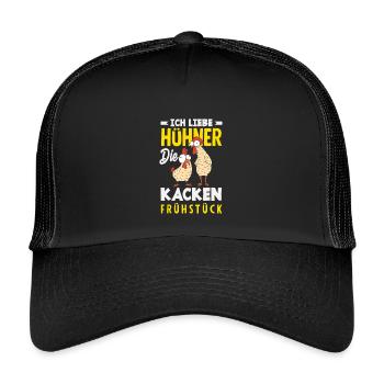 I love chickens – they poop breakfast - Kids’ Trucker Cap - black/black - Front