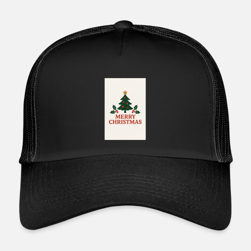Merry Christmas Tree Retro Red and Green - Kinder Trucker-Cap - Schwarz/Schwarz
