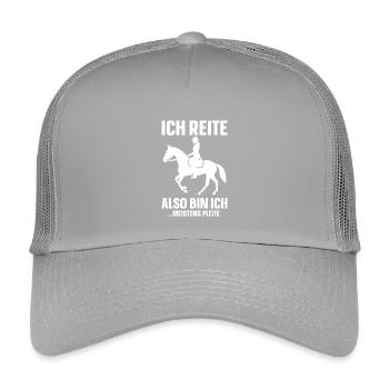 Ich reite also bin ich  ...meistens Pleite - Kinder Trucker-Cap - Hellgrau - Vorne