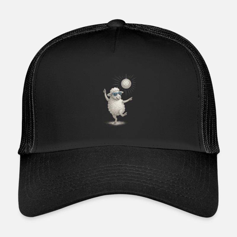 Disco Schaf mit Sonnenbrille - Kinder Trucker-Cap - Schwarz/Schwarz