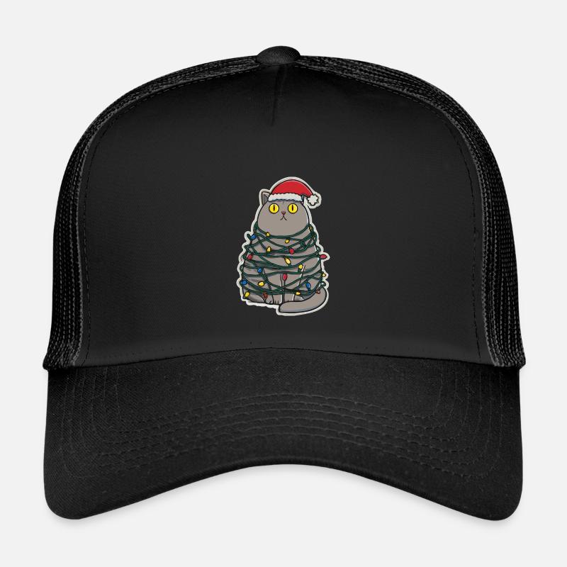 Tollpatschige Katze Weihnachten - Kinder Trucker-Cap - Schwarz/Schwarz