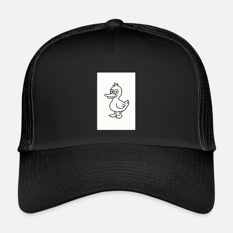 Whimsical Duck Line Sketch - Kids’ Trucker Cap - black/black