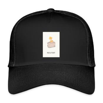 Rise & Toast – Funny Kitchen Saying - Kids’ Trucker Cap - black/black - Front