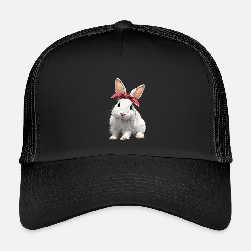 Hase Kaninchen Schleife - Kinder Trucker-Cap - Schwarz/Schwarz