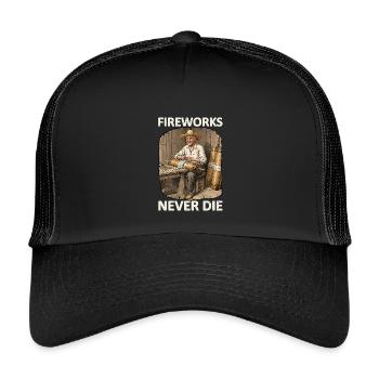 Fireworks Never Die Pyro - Kids’ Trucker Cap - black/black - Front