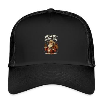 Howdy Christmas Western Santa - Kids’ Trucker Cap - black/black - Front