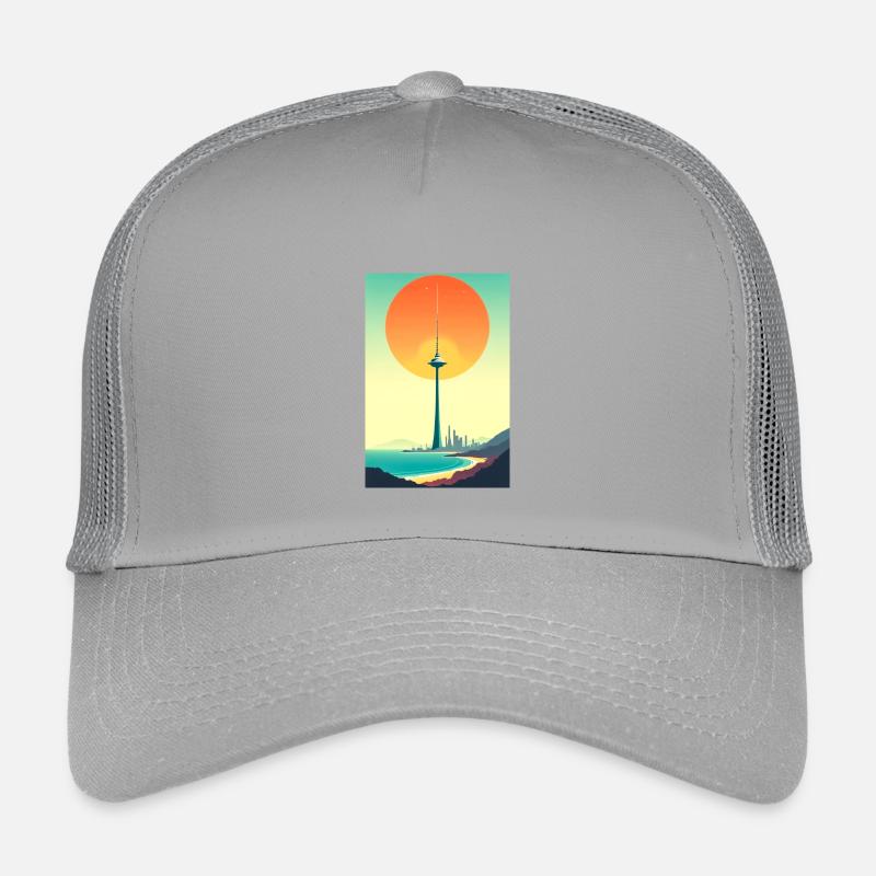 Tour du coucher au-dessus de la ville côtière Casquette trucker enfant