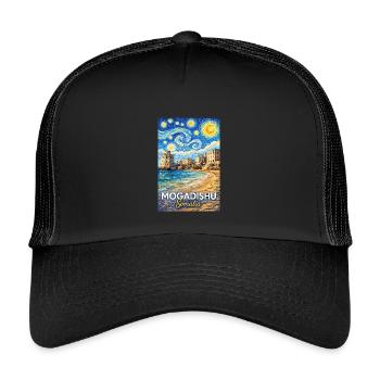 Mogadishu Somalia Starry Night - Kinder Trucker-Cap - Schwarz/Schwarz - Vorne