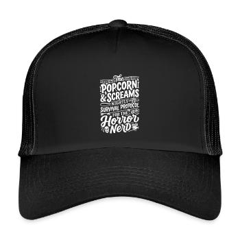 Nightly Survival Protocol Horror Nerd - Kinder Trucker-Cap - Schwarz/Schwarz - Vorne