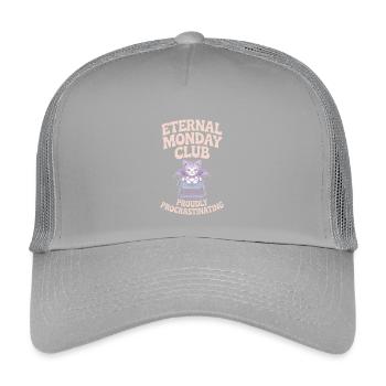 Club du Lundi Éternel Chat Procrastination - Casquette trucker enfant - gris clair - Devant