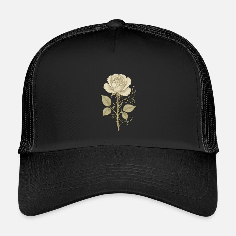 Vintage Rose Pencil Drawing Kids’ Trucker Cap