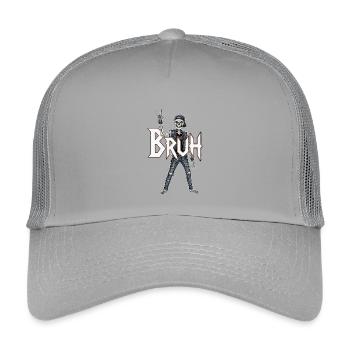 Bruh Skeleton Rocker - Kids’ Trucker Cap - light grey - Front