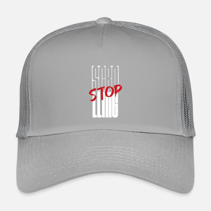 Stoppen Sie das Scrollen Typografie-Design Kinder Trucker-Cap