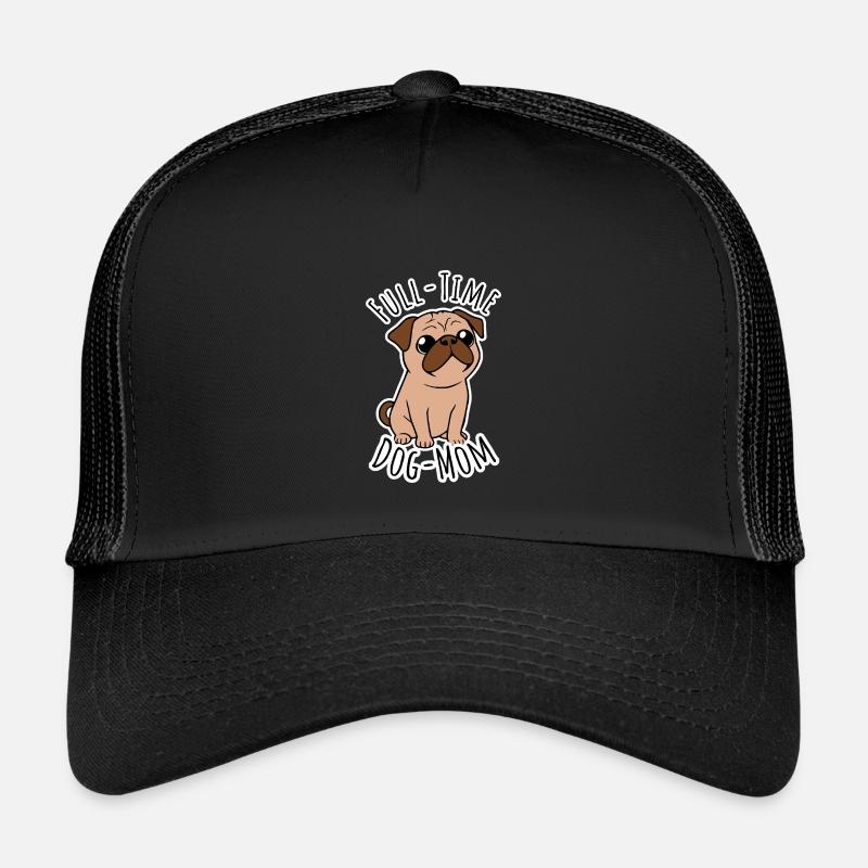 Vollzeit Mops Mama - Full Time Dog Mom - Kinder Trucker-Cap - Schwarz/Schwarz