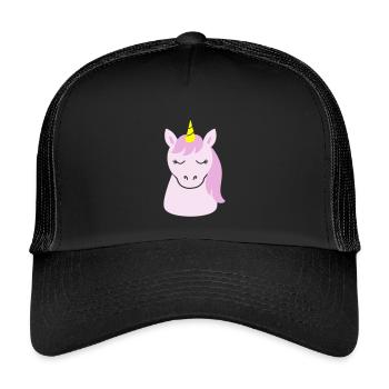 Licorne mignonne aux yeux fermés - Casquette trucker enfant - noir/noir - Devant