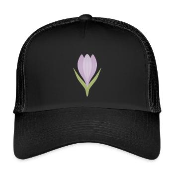 Lilac Crocus Bloom Illustration - Kids’ Trucker Cap - black/black - Front