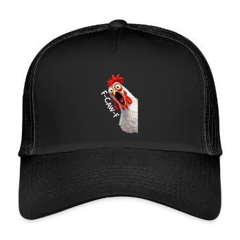 F-Caw-F Chicken Adult Humor Funny Rooster Fcawf - Kinder Trucker-Cap - Schwarz/Schwarz - Vorne