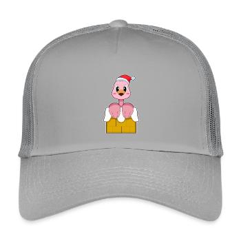 Chapeau de Noël flamant rose - Casquette trucker enfant - gris clair - Devant
