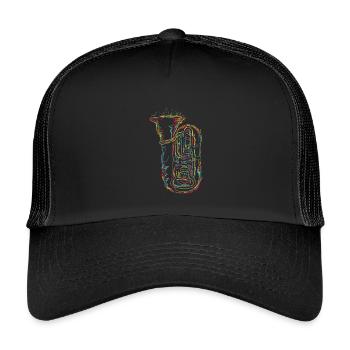 Tuba Sketch - Kids’ Trucker Cap - black/black - Front
