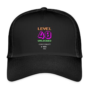 Level 40 freigeschaltet - Lustig - Kinder Trucker-Cap - Schwarz/Schwarz - Vorne