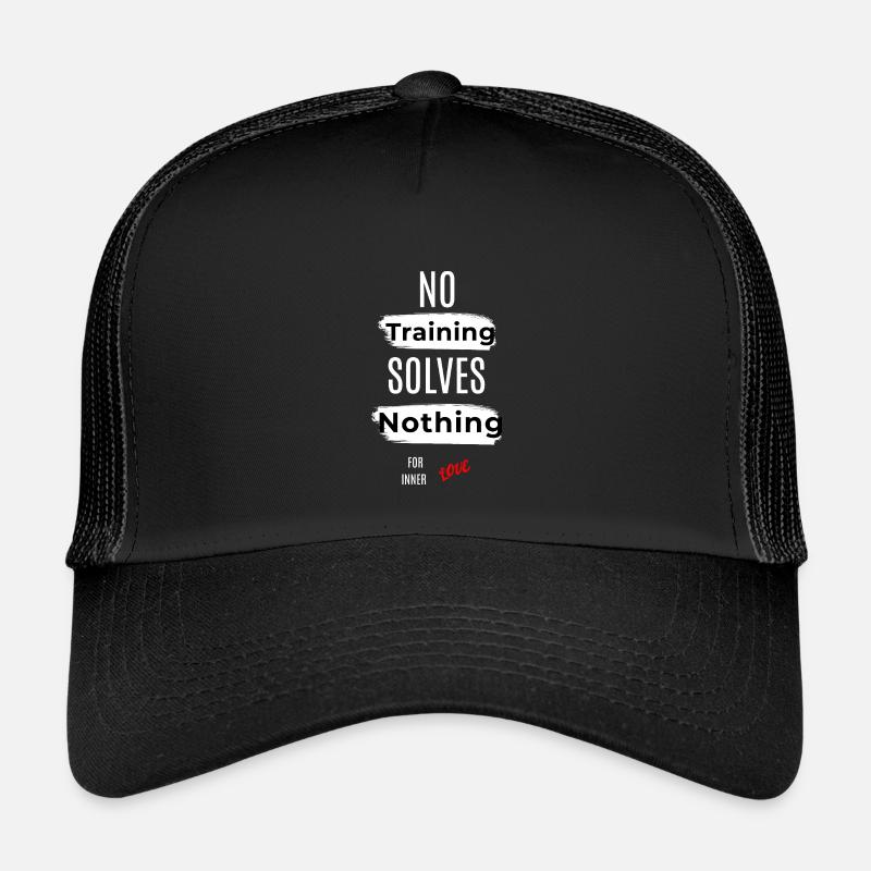 Inspirational No Training Solves Nothing Message - Kids’ Trucker Cap - black/black