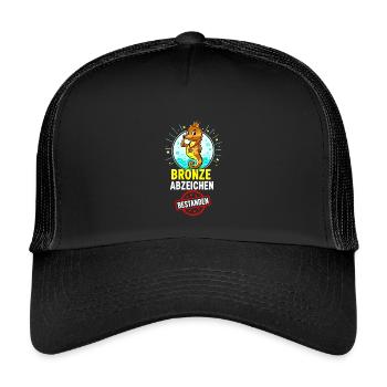 Insigne hippocampe en bronze - Casquette trucker enfant - noir/noir - Devant