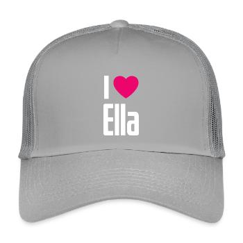 I Love Ella Pinkes Herz Ich liebe Ella - Kinder Trucker-Cap - Hellgrau - Vorne