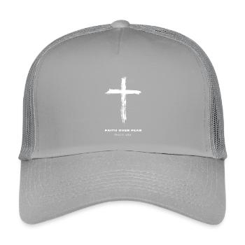 Faith over fear - Psalm 118:6 - Cross - Christian - Kids’ Trucker Cap - light grey - Front