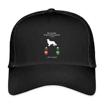 Cavalier King Charles Spaniel ruft Design - Kinder Trucker-Cap - Schwarz/Schwarz - Vorne