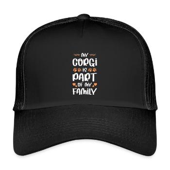 Corgi Familie Pfoten Logo - Kinder Trucker-Cap - Schwarz/Schwarz - Vorne