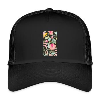 Blumen - Kinder Trucker-Cap - Schwarz/Schwarz - Vorne