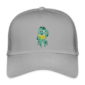 Octopus Nerd Book - Kids’ Trucker Cap - light grey - Front