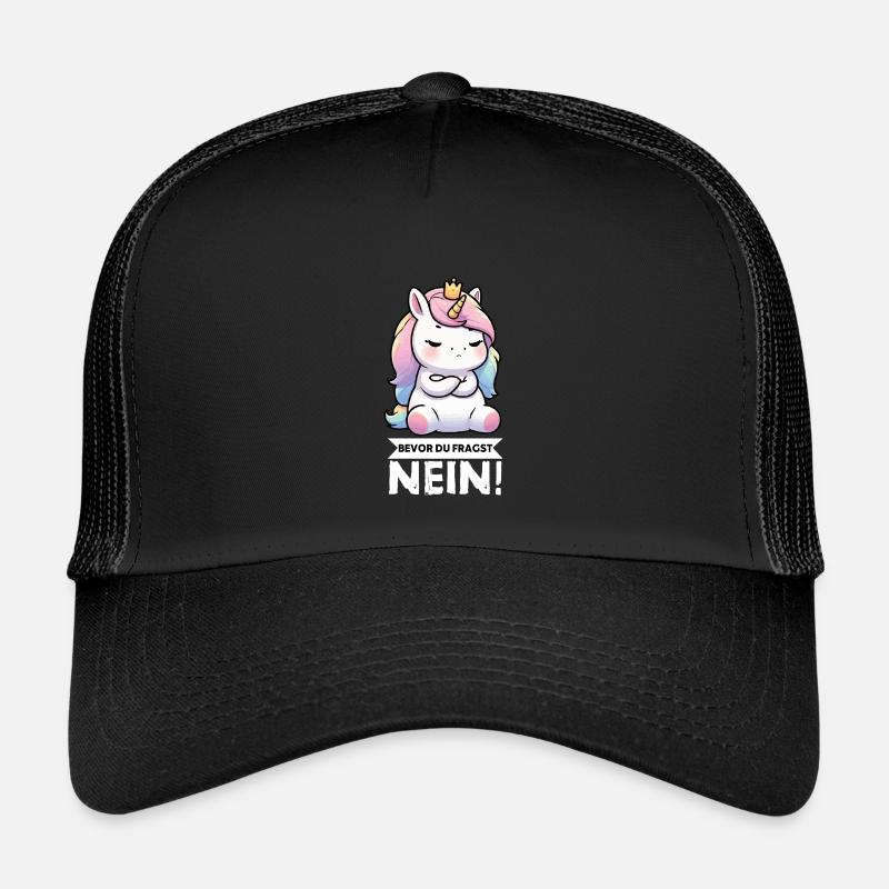 Bevor Du Fragst Nein Einhorn Einhörner Einhornfan  - Kinder Trucker-Cap - Schwarz/Schwarz