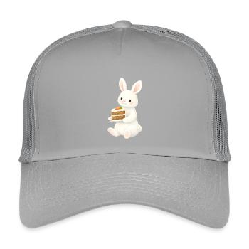 Bunny with carrot cake illustration - Kids’ Trucker Cap - light grey - Front