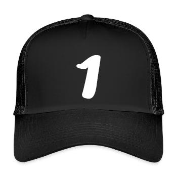 1. 1 Jahr. 1. JUBILÄUM. 1-JÄHRIGES JUBILÄUM - Kinder Trucker-Cap - Schwarz/Schwarz - Vorne