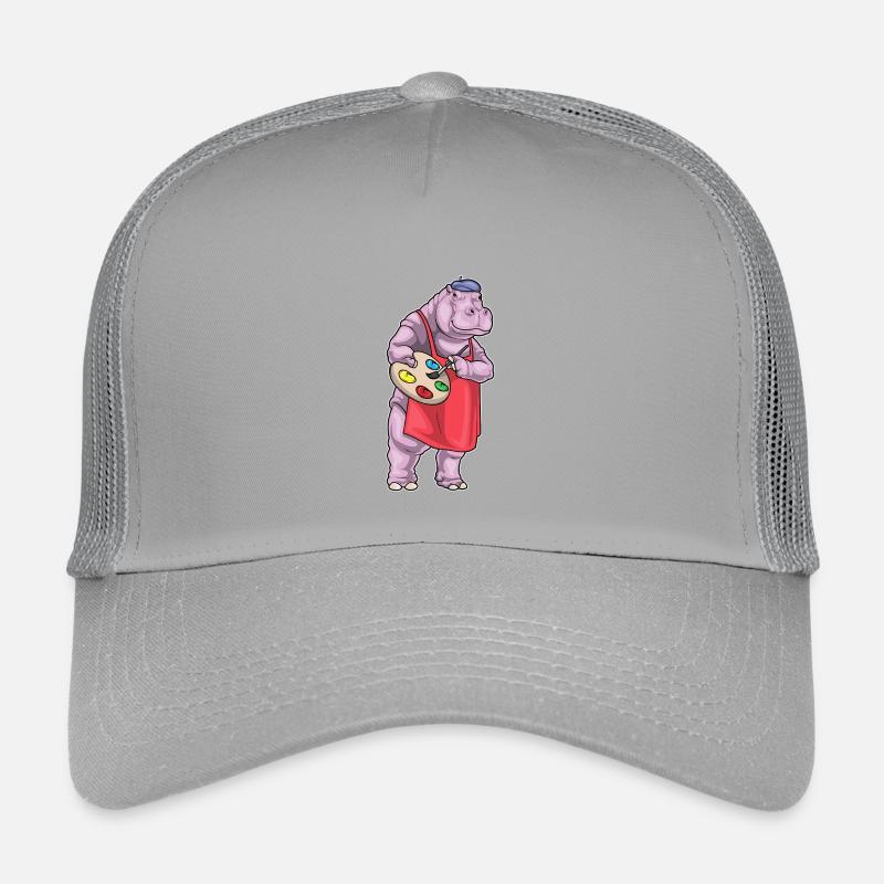 Hippopotamus Painter Brush Painting Kids’ Trucker Cap
