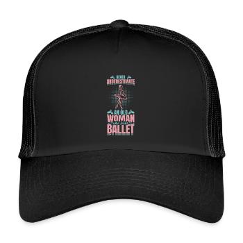 Never Underestimate An Old Ballet Dancer - Kids’ Trucker Cap - black/black - Front