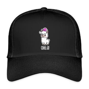 Cute AF Llama Baby or Alpaca - Kids’ Trucker Cap - black/black - Front