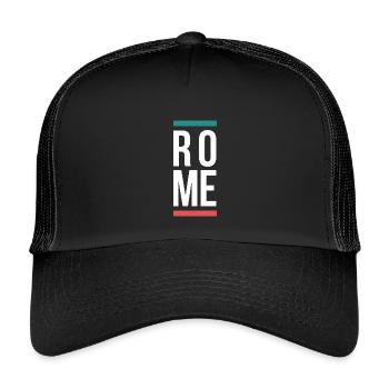 Rome City Bold Typography-Design - Kinder Trucker-Cap - Schwarz/Schwarz - Vorne