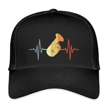 Tuba Heartbeat - Kids’ Trucker Cap - black/black - Front