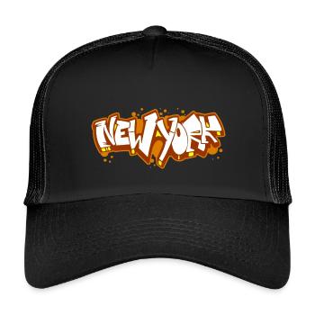 New York Horizontales Graffiti 4 - Kinder Trucker-Cap - Schwarz/Schwarz - Vorne