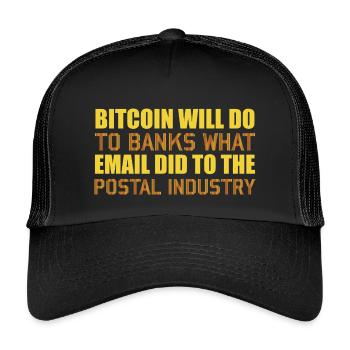 Bitcoin Postal Industry - Kids’ Trucker Cap - black/black - Front