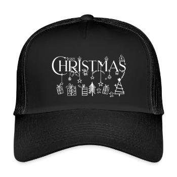 Weihnachts Linienkunst Ornamentdesign - Kinder Trucker-Cap - Schwarz/Schwarz - Vorne