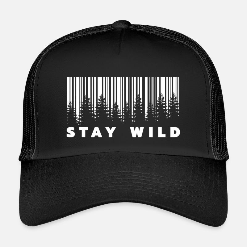 Stay Wild Forest Barcode  - Kinder Trucker-Cap - Schwarz/Schwarz