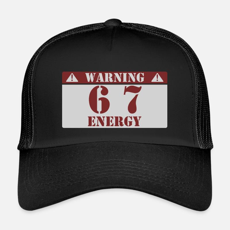 Warnung 6 7 Energie Spaß 67 Nummer 6-7 6 7 Sechs S - Kinder Trucker-Cap - Schwarz/Schwarz