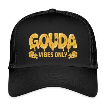  Gouda Vibes Only Lustiger Käse Spruch Für - Kinder Trucker-Cap - Schwarz/Schwarz - Vorne